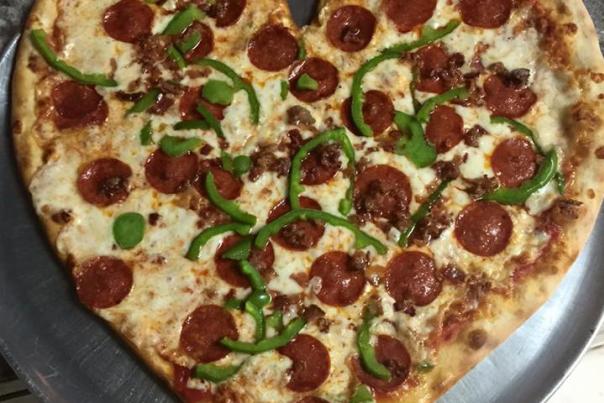 Perillo's Pizzeria heart-shaped pizza (Photo courtesy of Perillo's Pizzeria's Facebook page)