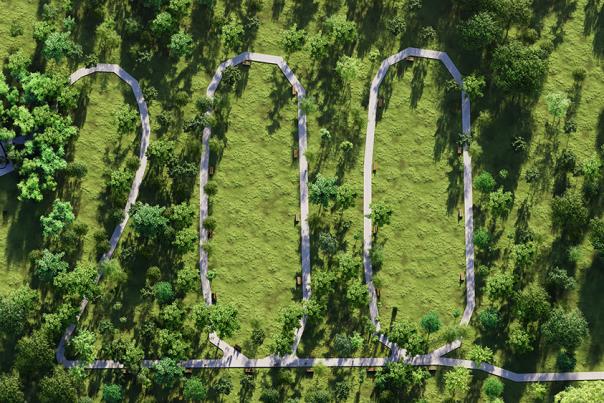 Conceptual rendering of what the Hendricks County Bicentennial Tree Trail might eventually look like from above.