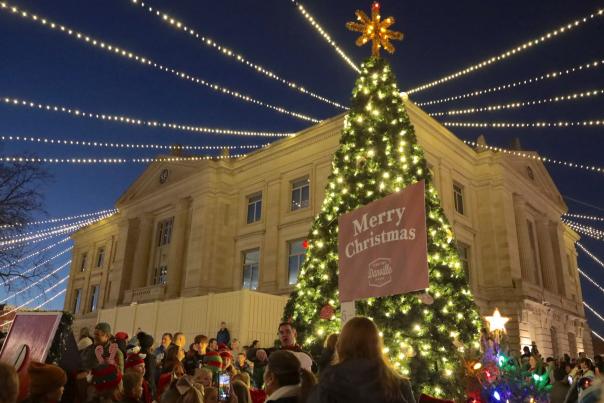 Lighting of the Tree at Danville's Christmas on the Square, photo courtesy of Downtown Danville Indiana's Facebook Page