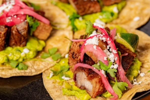 Gourmet tacos at Queso's