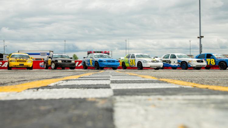 Crown Vics for the Cleetus & Cars Indy 800 at IRP (Photo Courtesy of Lucas Oil Indianapolis Raceway Park Facebook Page)