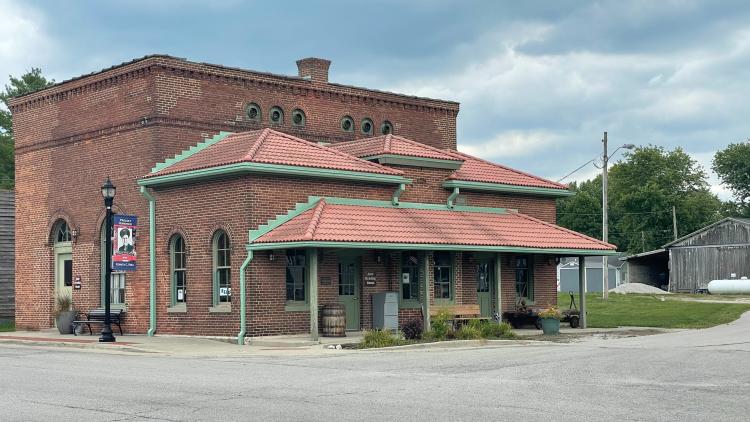 Historical brick building in Amo