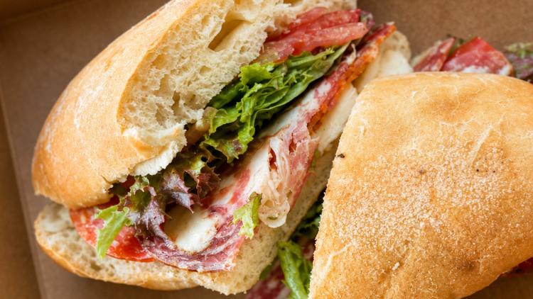 Italian sandwich from Roots Market + Eatery in Plainfield, Indiana.