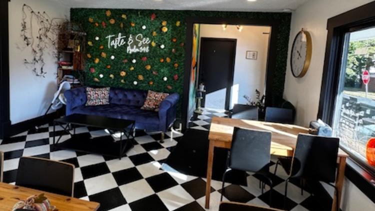 The Creation Cookie Cafe is so cozy inside.