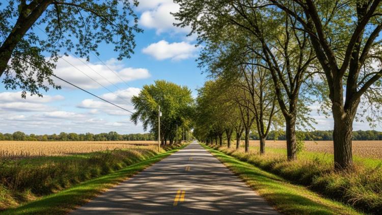 Enjoy rural county roads with trees draped over them