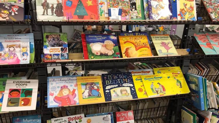 Books at Here We Grow Again Consignment Sale (Photo Courtesy of Here We Grow Again Facebook Page)