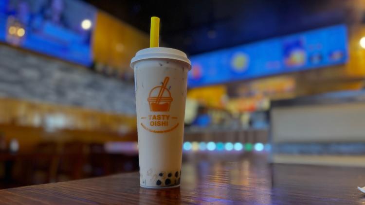 Milk Tea with Boba at Tasty Oishi