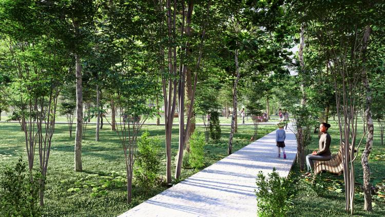 Artist rendering of the Hendricks County Bicentennial Tree Trail