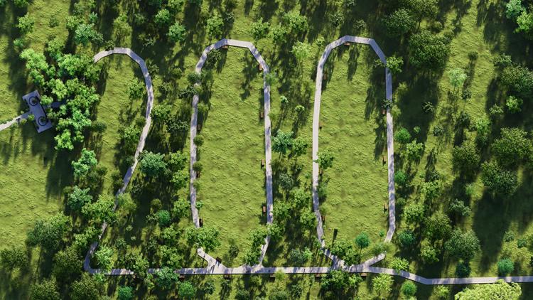 Conceptual rendering of what the Hendricks County Bicentennial Tree Trail might eventually look like from above.
