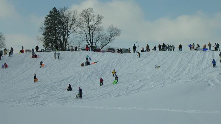Sledding hill at Hummel Park (Photo courtesy of Plainfield Parks and Recreation)