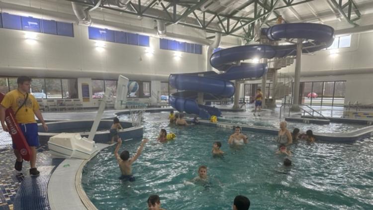 Lifeguard Oversees Swimming at Indoor Splash Island