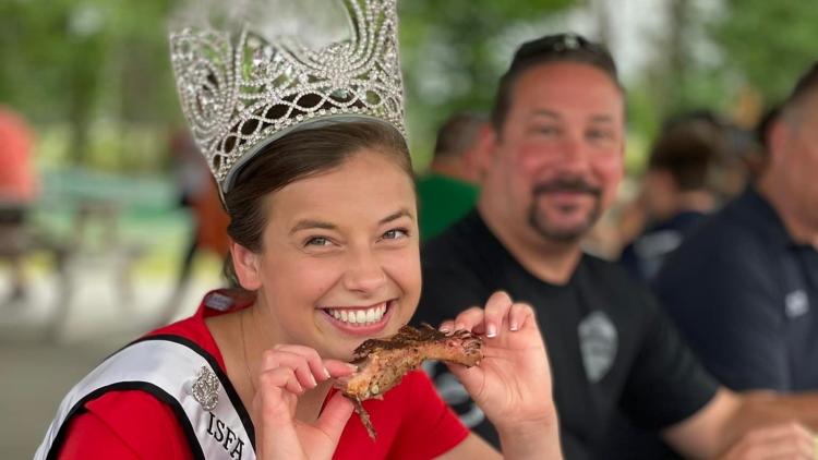 Princess enjoying ribs at the Hendricks County Rib-Fest; photo courtesy of the Hendricks County Rib-Fest Facebook Page