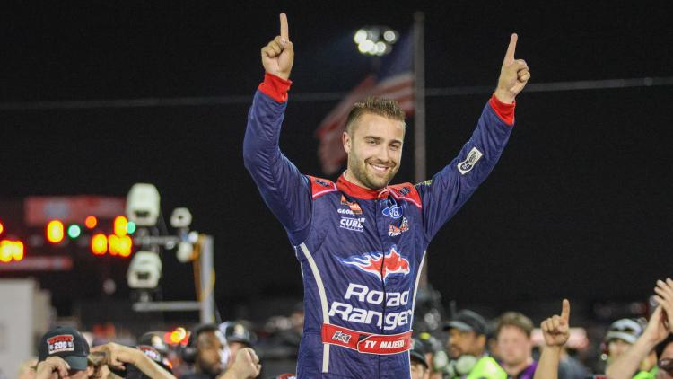 Ty Majeski in the NASCAR Craftsman Truck Series Winner's Circle at Indianapolis Raceway Park (Photo Courtesy of Wayne Riegle)