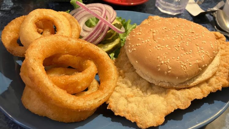 Andy's Tenderloin and Onion Rings from the Mayberry Cafe
