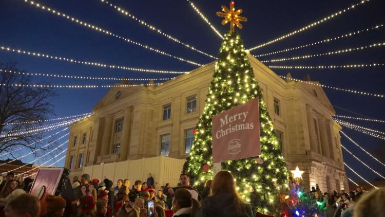 Lighting of the Tree at Danville's Christmas on the Square, photo courtesy of Downtown Danville Indiana's Facebook Page