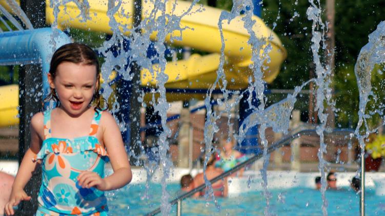 Visitor enjoying Gill Family Aquatic Center