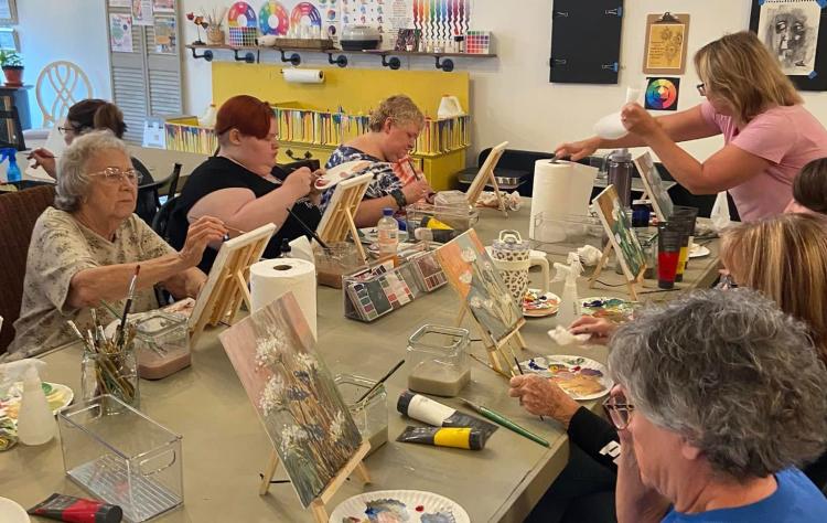 Painting at Laura's Little Art Shop in Clayton; Photo Courtesy of Laura Appleby Art Studio Facebook Page