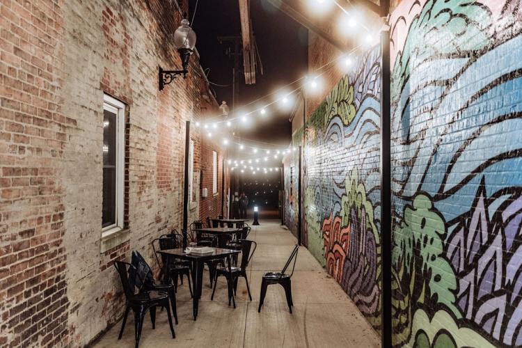 Make sure to enjoy the beautiful alleyways in Danville with plenty of seating to socialize and enjoy your drink.