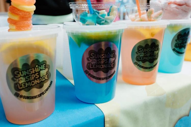 Sunshine Sips Lemonade with candy garnishes