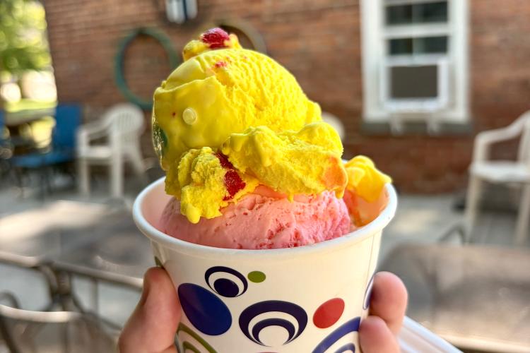Large scoop of ice cream at Frigid Frog