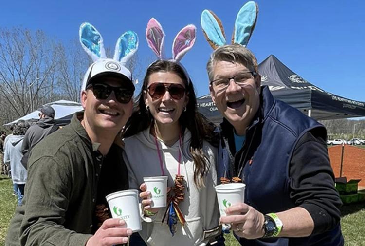 Adults enjoying adult drinks at Kegs & Eggs Adult Easter event