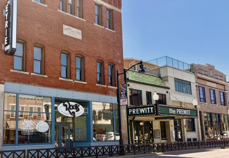 Downtown Plainfield streetscape includes many historic buildings with new uses.
