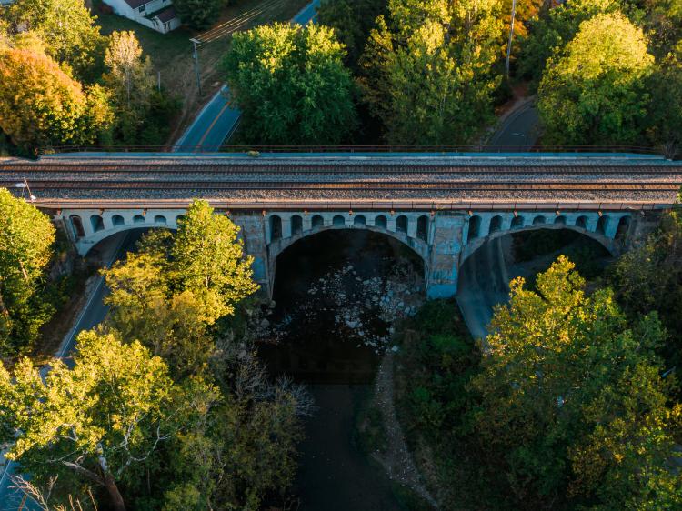 Aerial photo of the Avon Haunted Bridge