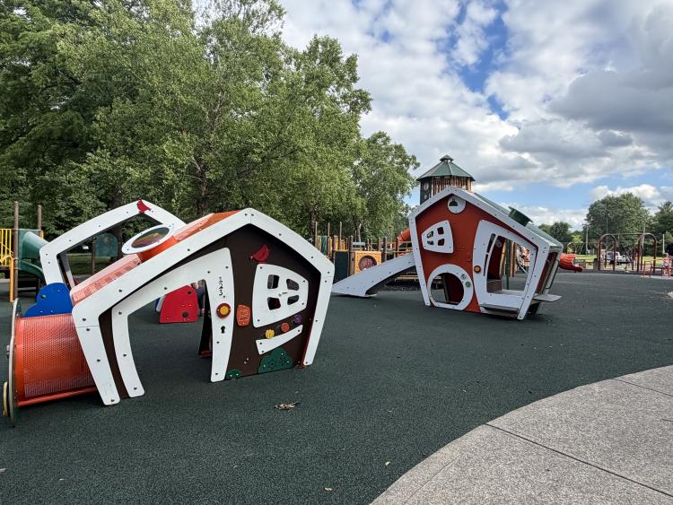 Washington Township Park upper playground featuring the new toddler play structures