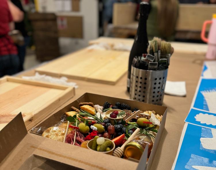 You can bring your own snacks to a Board and Brush workshop!
