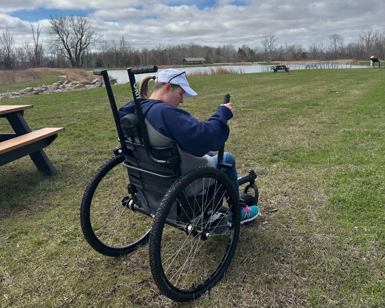 Grit trail accessibility wheelchair at W.S. Gibbs Memorial Park