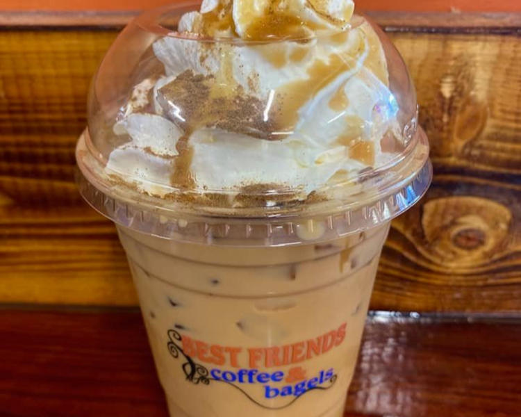 Iced latte at Best Friends Coffee & Bagels in Brownsburg