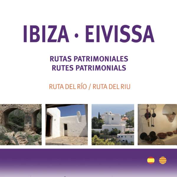 Capa de um folheto sobre um percurso histórico ao longo do rio Santa Eulària, em Ibiza. Está em espanhol e catalão.