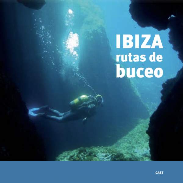 Capa de um folheto com as rotas de mergulho de Ibiza