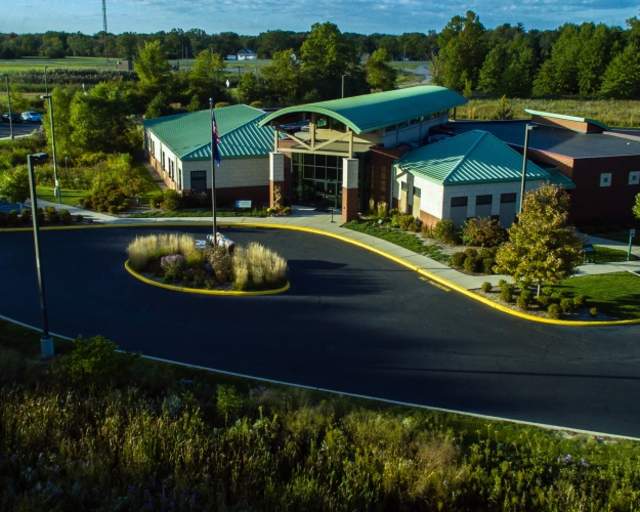 Aerial view of the Visitors Center