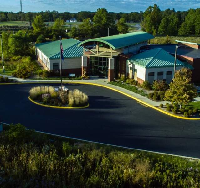Aerial view of the Visitors Center