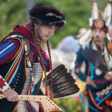 Indigenous dancers at the Indiana Dunes Visitor Center.