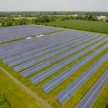 Solar panels lined up outdoors