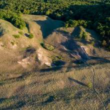 An aerial view of Cowles Bog trail