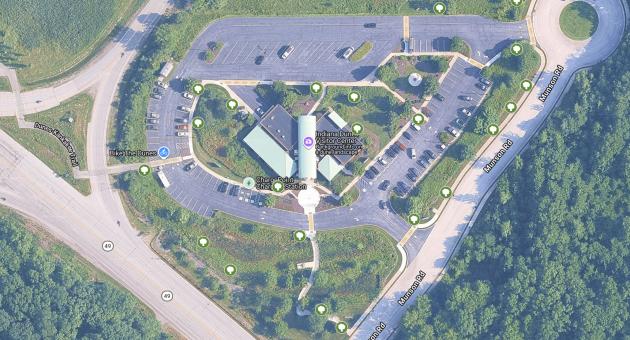 An aerial view of the Indiana Dunes Visitor Center on Google Maps.
