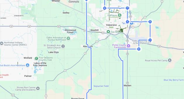 Valparaiso Loop Bicycling Route