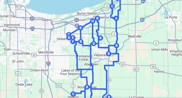 Indiana Dunes Area Bicycling Routes