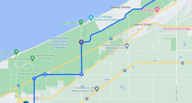 Map - Mount Baldy to Visitor Center