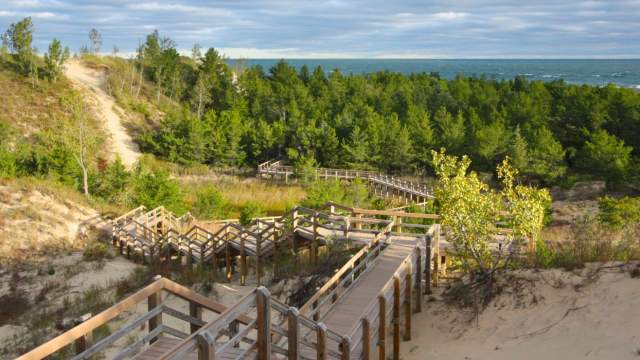Stairway and Boardwalk descending the Dunes