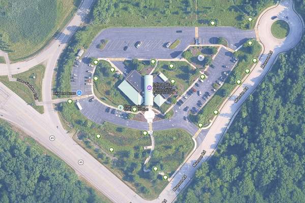 An aerial view of the Indiana Dunes Visitor Center on Google Maps.