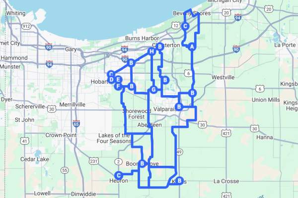 Indiana Dunes Area Bicycling Routes