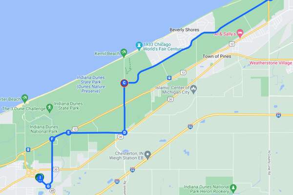 Map - Mount Baldy to Visitor Center