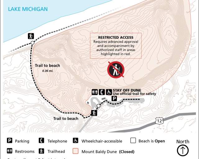 A map of Mount Baldy in the Indiana Dunes National Park.
