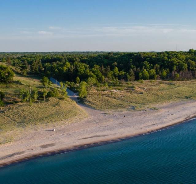 Beach aerial showing erosion