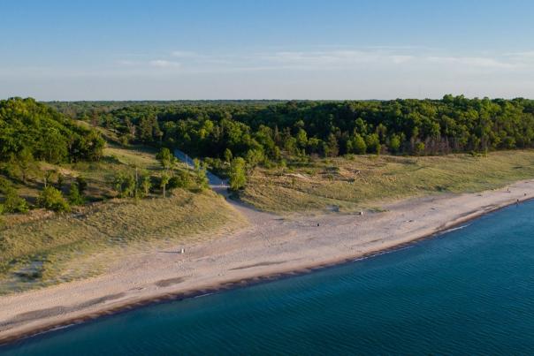 Beach aerial showing erosion