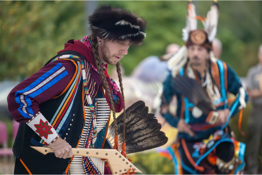 Indigenous dancers at the Indiana Dunes Visitor Center.